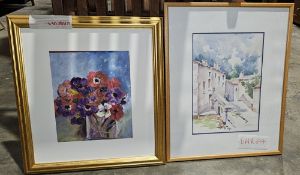 C C Turner  Watercolour Coastal scene with fishing vessels moored, signed lower right, framed and