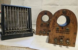 1940's/50's Swan brand electric toaster and a pair of vintage quadrant current transformers by the