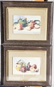 John R Baillie  Pair of still life watercolours  Fruit and vases, both signed and dated March 1924