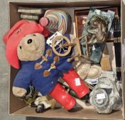 CDs including Jim Reeves, Wagner, a Paddington Bear toy made in China, a small miniature model of