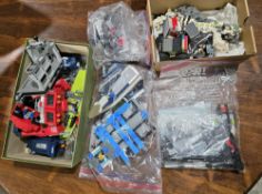 Box of lego including assorted part sets, transformers, optimus prime, scull sorcerers dragon and
