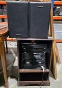 Stacking hifi system comprising turntable, cassette deck, amplifier (SO-X911), tuner and speakers in