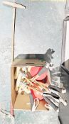 Quantity miniature polo sticks, two various riding hats, riding boots and other items (2 boxes)