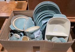 Quantity Denby green glazed stoneware to include plates and casseroles (2 boxes)