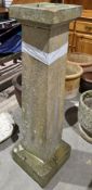 Composite stone square section plinth, 106cm high approx (with damage and detached polished stone