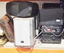 JVC mini hifi system with bluetooth DAB radio and speakers, retro-style clock radio, cassette