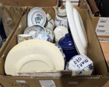 Three boxes of assorted ceramics and glass including a Chinese export porcelain teabowl and