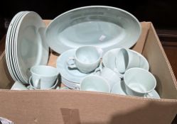 Early to mid-20th century Woods part dinner and tea service with a ribbed green glazed finish,