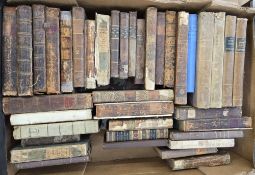 Antiquarian, many leatherbound volumes in need of repair and novels to include Maria Edgeworth,