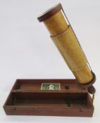 Stanley mahogany mounted calculator/slide rule with mahogany mounts and turned wood handle, brass