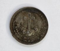 Papal silver medal Leo XIII, 1887, commemorating 50 years of Leo's priesthood, bust left, rev.