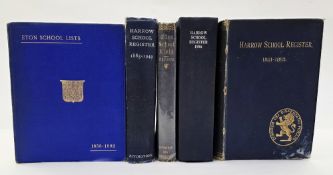The Harrow School register for 1801-1893, The Harrow School register for 1886, Eton School lists