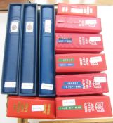 GB Stamps of Jersey & Isle of Man: Collection in 3 blue, sleeved, Lindner albums and 7 SG cover
