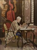Post WWI embroidery - W.A.C. Roles ex Royal Engineers - embroidered scene depicting  'The Poet'