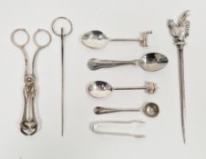 Various items of silver-plate, including: a Christofle silver-plated cockerel cocktail skewer,