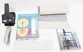 Collection of office computer accessories including an Alti Journey wireless charging desk mat, 78cm