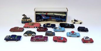 Quantity of playworn Dinky and Corgi diecast models to include Dinky 100 Lady Penelope's Fab 1