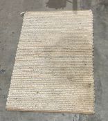 Large Petton hand woven jute wool cream rug, 180cm x 120cm