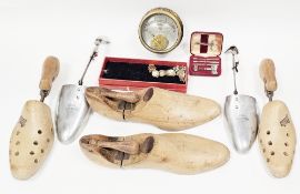Mixed lot of collectables including wooden and metal shoe trees and shapers, Gallenkamp and Co amp