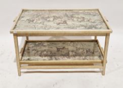 1950's coffee table, the top and undershelf formed from lift-out trays, each tray fitted with a