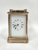 LOT WITHDRAWN - 20th century brass cased carriage clock, the enamel dial with Roman numeral hour