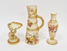 Three late 19th/early 20th century Royal Worcester blush ivory ground wares, printed black, green