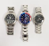 LOT WITHDRAWN Seiko 5 quartz wristwatch, a Seiko quartz wristwatch and a Citizen Eco Drive divers