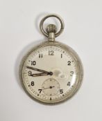 WWII RAF pocket watch, with white dial, black Arabic numerals and seconds subsidiary dial, marked