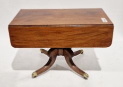 19th century mahogany drop-flap table with cockbeaded drawer to one end having knob handles and faux