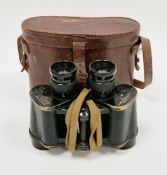 Pair of cased WWII military binoculars, marked O.S.108M.A Bino.Prism No.2, MK2 x 6, no. 145201, by