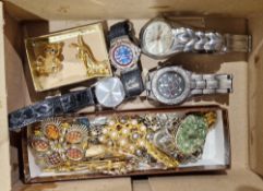 Mixed lot of costume jewellery and watches, the costume jewellery including D'Orlan and Monet