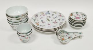Chinese porcelain famille rose pattern part table service, late 19th/early 20th century, painted
