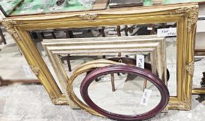 Collection of five modern mirror, three rectangular, two oval, the largest with gilt effect frame