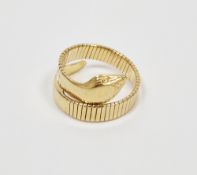 Italian gold ring modelled as a snake, marked 750, 6.1g approx