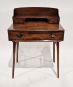 Ercol windsor dark elm and beech desk, model 439, the upstand with shelf and two drawers, over a