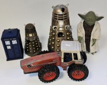 Quantity of childrens toys to include wooden pull-along train, wooden log train, pull-along wooden