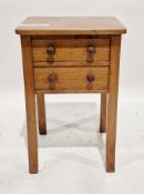 19th century mahogany side table, the rectangular top over two drawers with wooden knob handles,
