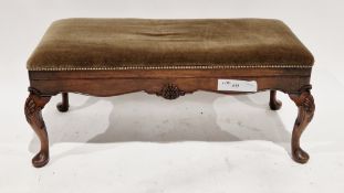 Early 20th century mahogany duet piano stool, the green upholstered seat opening to a sheet music