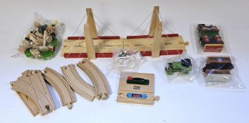 Thomas & Friends wooden train set and accessories to include Thomas, James, Spencer, Harvey, Harold,