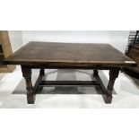 Titchmarsh and Goodwin oak draw-leaf dining table, the rectangular top with cleated ends, on block