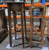 Two early 20th century jardiniere stand, one square with beaded edge, 62cm high x 25cm wide and