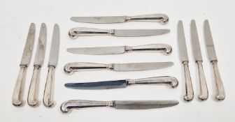 Set of twelve silver pistol handled knives, London 1963 and 1964, William Comyns & Sons Ltd, six