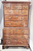 LOT WITHDRAWN - George III mahogany chest on chest, the upper section with moulded cornice over