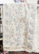 Cream ground runner with floral field, floral border, backed, 264cm x 192cm
