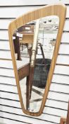Mid-century teak framed asymmetrical wall mirror, 76cm x 34cm