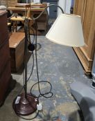 David Hunt lighting floor reading lamp, bronzed effect on a wooden circular base, 102cm high