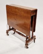 19th century walnut sutherland table of rectangular form, on twin turned tapered supports united