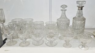 Stuart composite cut-glass table service, etched marks, including: large wine glasses, coupes,