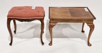 Early 20th century dressing stool in the French manner, with upholstered button seat, walnut base