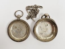 Edwardian silver part pocket watch case, hallmarked Chester 1901, together with a continental pocket